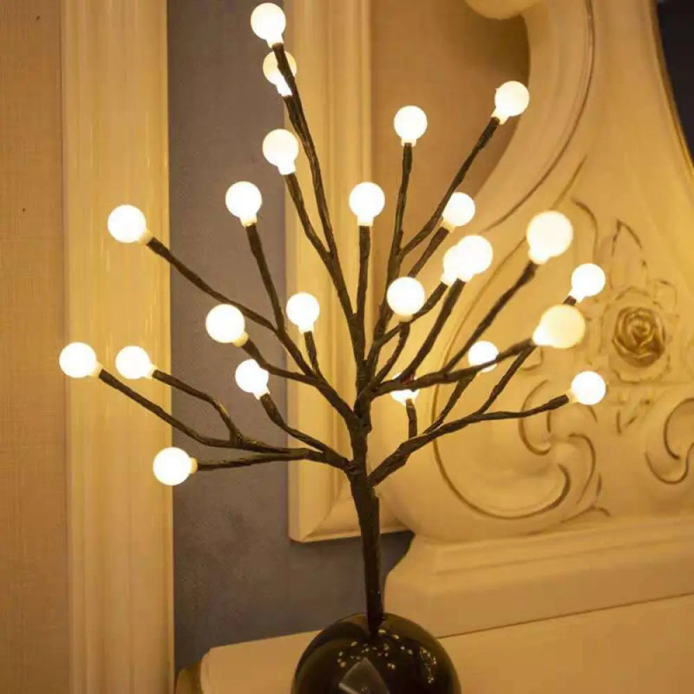 Artistic LED Table Lamp with Black Tree Branch Design - Perfect Nightstand Light for Bedroom