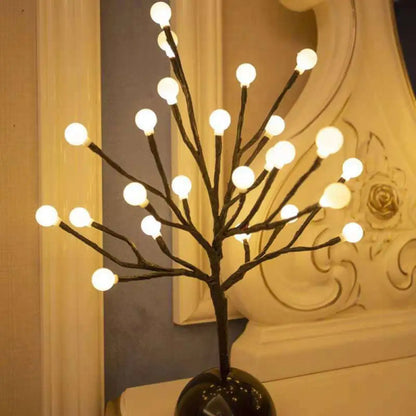 Artistic LED Table Lamp with Black Tree Branch Design - Perfect Nightstand Light for Bedroom
