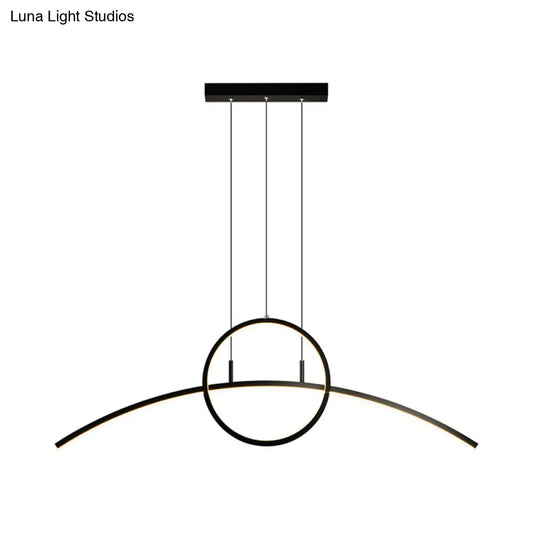 DecorBites™ Artistic Metal Dining Room LED Ceiling Light Fixture with Ring and Arc Island Pendant
