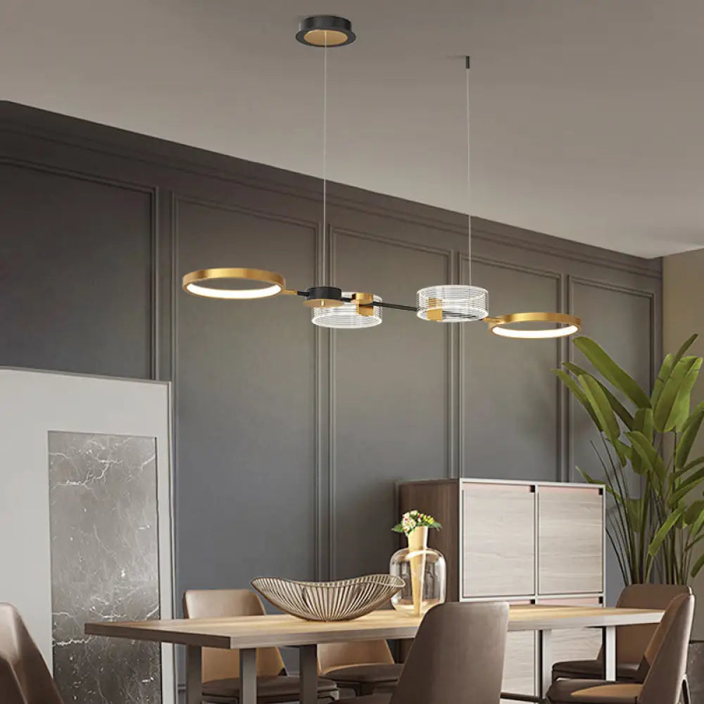 ديكوربايتس™ مصباح سقف LED معدني فني لغرفة الطعام - تركيبات جزيرة بحلقة ذهبية