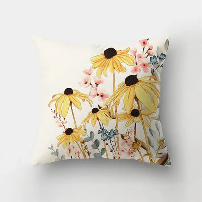 A cream-colored short plush throw pillowcase with floral design for decorbites deer animal bedroom decor