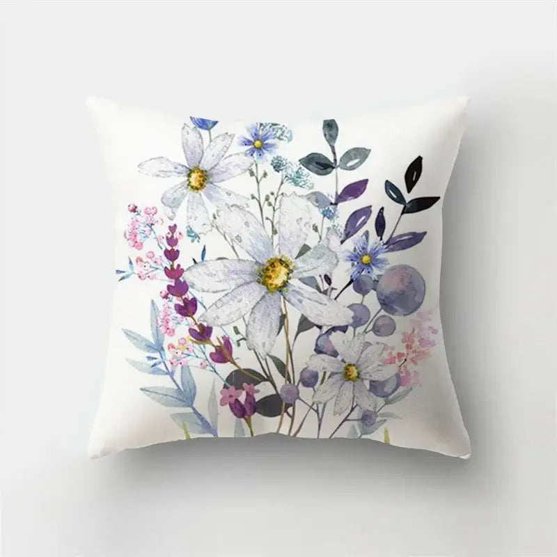 White short plush cushion with delicate watercolor floral design for artistic nature and decorbites deer animal bedrooms