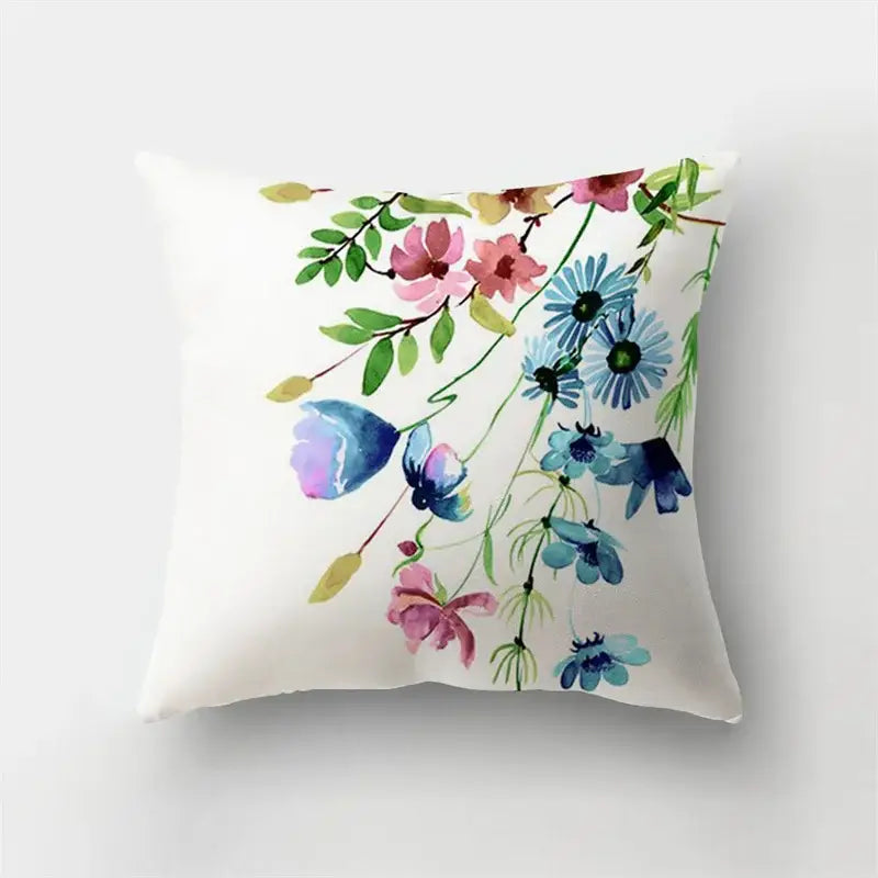 White short plush throw pillow with vibrant pink blue green floral design for decorbites deer animal short bedroom decor