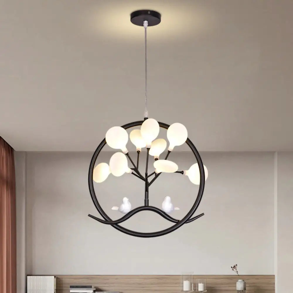 مصباح LED معلق على شكل شجرة فنية باللون الذهبي المعدني مع غطاء على شكل يراعة - ثريا غرفة الطعام