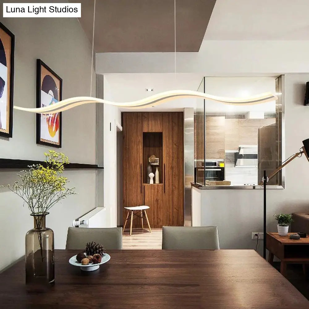 ديكوربايتس™ مصباح معلق فني على شكل جزيرة موجية - أبيض LED أكريليك للمطاعم