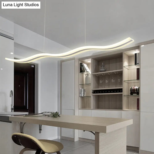DecorBites™ Artistic Wave Island Pendant Light - White LED Acrylic for Restaurants