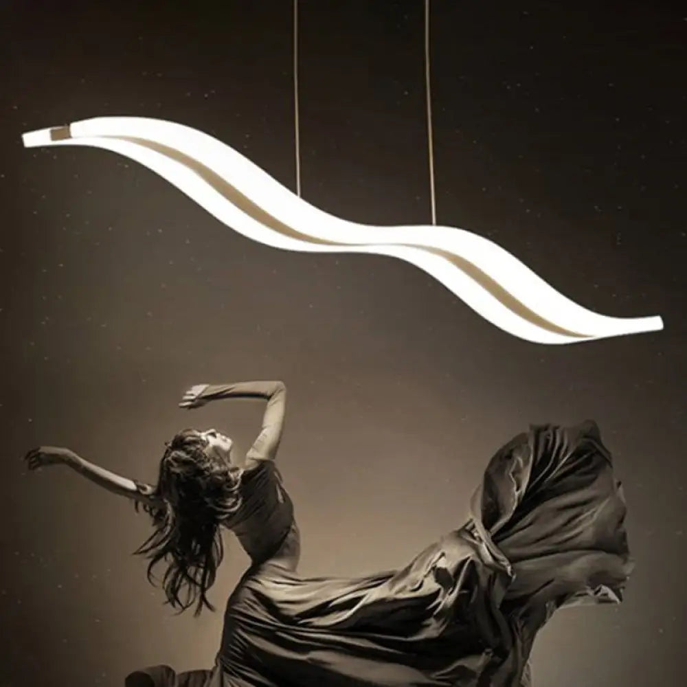 ديكوربايتس™ مصباح معلق فني على شكل جزيرة موجية - أبيض LED أكريليك للمطاعم