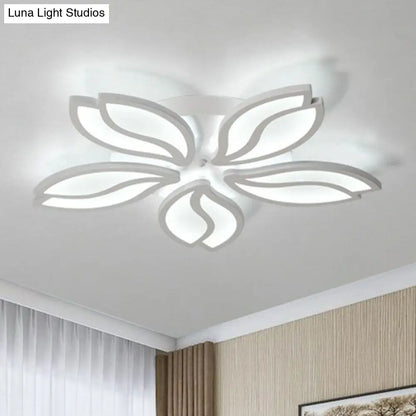 DecorBites™ DecorBites™ Artistic White LED Semi Flush Ceiling Light with Acrylic Leaf Design for Living Room