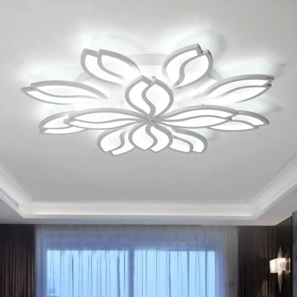 DecorBites™ DecorBites™ Artistic White LED Semi Flush Ceiling Light with Acrylic Leaf Design for Living Room