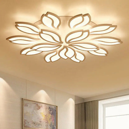 DecorBites™ DecorBites™ Artistic White LED Semi Flush Ceiling Light with Acrylic Leaf Design for Living Room