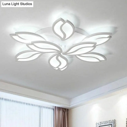 DecorBites™ DecorBites™ Artistic White LED Semi Flush Ceiling Light with Acrylic Leaf Design for Living Room