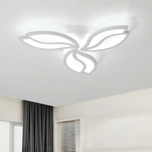 DecorBites™ DecorBites™ Artistic White LED Semi Flush Ceiling Light with Acrylic Leaf Design for Living Room