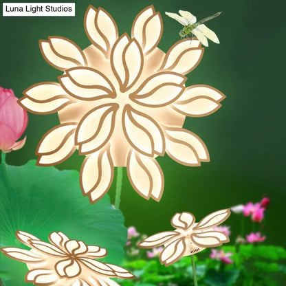 DecorBites™ DecorBites™ Artistic White LED Semi Flush Ceiling Light with Acrylic Leaf Design for Living Room