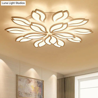 DecorBites™ DecorBites™ Artistic White LED Semi Flush Ceiling Light with Acrylic Leaf Design for Living Room