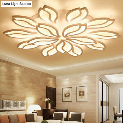 DecorBites™ DecorBites™ Artistic White LED Semi Flush Ceiling Light with Acrylic Leaf Design for Living Room