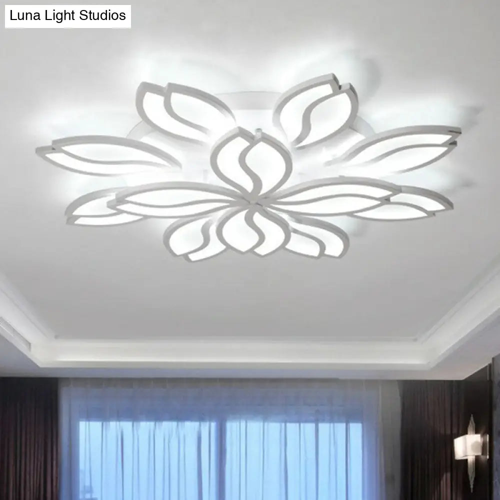 DecorBites™ DecorBites™ Artistic White LED Semi Flush Ceiling Light with Acrylic Leaf Design for Living Room