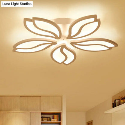DecorBites™ DecorBites™ Artistic White LED Semi Flush Ceiling Light with Acrylic Leaf Design for Living Room