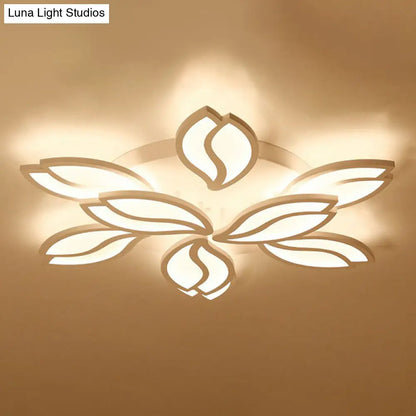 DecorBites™ DecorBites™ Artistic White LED Semi Flush Ceiling Light with Acrylic Leaf Design for Living Room