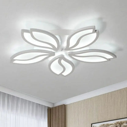 DecorBites™ DecorBites™ Artistic White LED Semi Flush Ceiling Light with Acrylic Leaf Design for Living Room