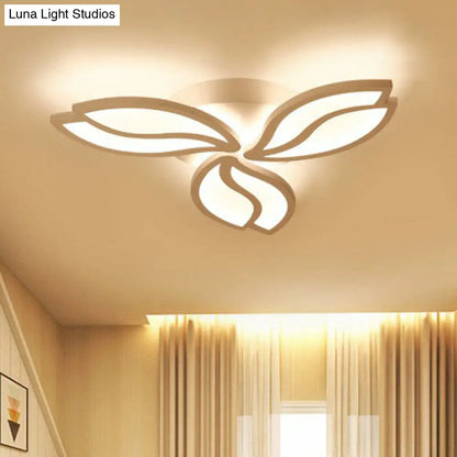 DecorBites™ DecorBites™ Artistic White LED Semi Flush Ceiling Light with Acrylic Leaf Design for Living Room