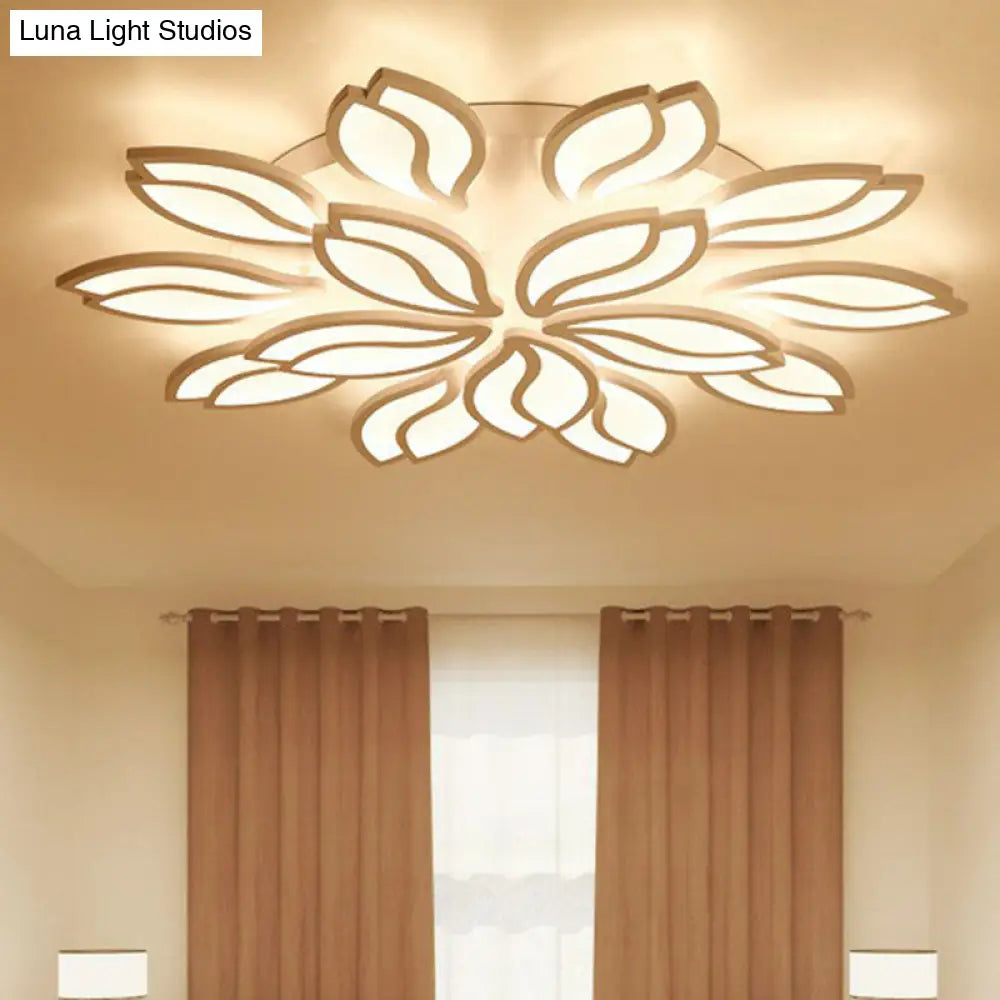 DecorBites™ DecorBites™ Artistic White LED Semi Flush Ceiling Light with Acrylic Leaf Design for Living Room
