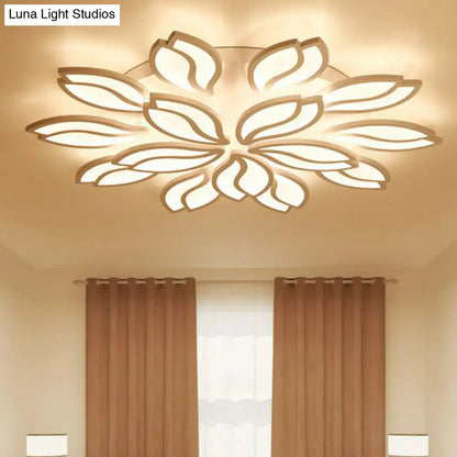 DecorBites™ DecorBites™ Artistic White LED Semi Flush Ceiling Light with Acrylic Leaf Design for Living Room