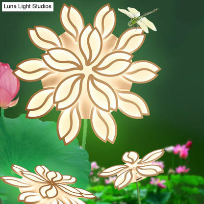 DecorBites™ DecorBites™ Artistic White LED Semi Flush Ceiling Light with Acrylic Leaf Design for Living Room