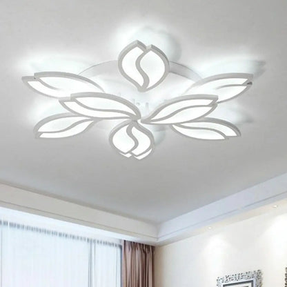 DecorBites™ DecorBites™ Artistic White LED Semi Flush Ceiling Light with Acrylic Leaf Design for Living Room
