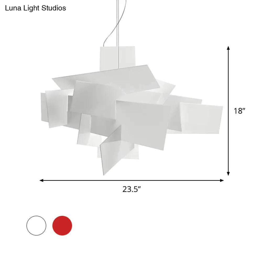 Lámpara de techo colgante Artistry Spliced ​​Acrylic Drop en blanco/rojo - 2 bombillas, diseño de iluminación múltiple para sala de estar