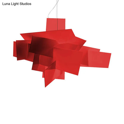 Lámpara de techo colgante Artistry Spliced ​​Acrylic Drop en blanco/rojo - 2 bombillas, diseño de iluminación múltiple para sala de estar