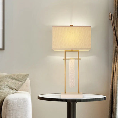 Ascella - Lámpara de mesa clásica para dormitorio con iluminación nocturna y detalles de cristal