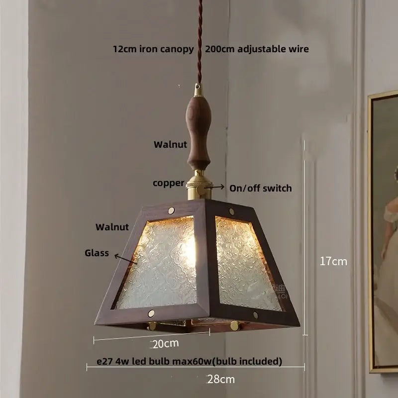 Ash wood dome pendant lamp with dark walnut frame textured glass and brass accents from decorbites ash wood collection