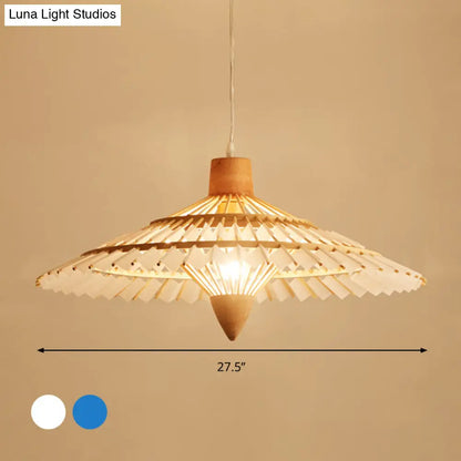 Asia Bamboo Ceiling Light Pendant - 19.5" / 23.5" / 27.5" - White/Blue