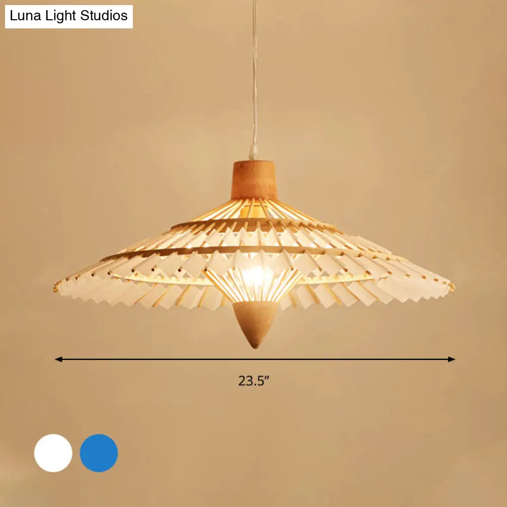 Asia Bamboo Ceiling Light Pendant - 19.5" / 23.5" / 27.5" - White/Blue