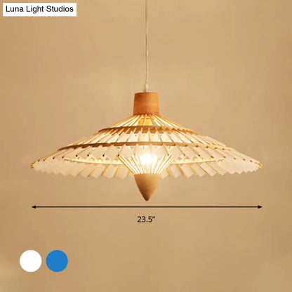 Asia Bamboo Ceiling Light Pendant - 19.5" / 23.5" / 27.5" - White/Blue