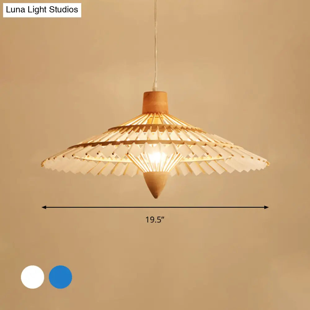 Asia Bamboo Ceiling Light Pendant - 19.5" / 23.5" / 27.5" - White/Blue