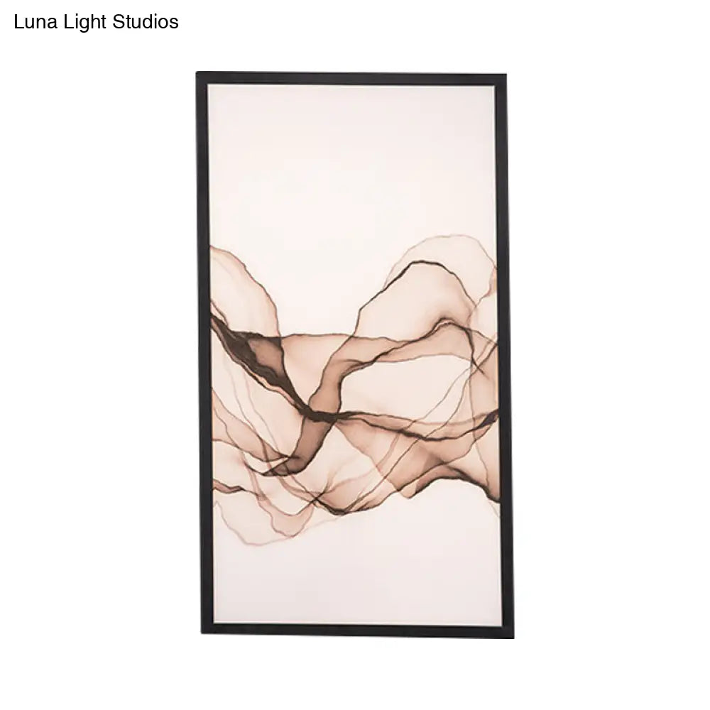 Lámpara mural LED Asia - Rectángulo acrílico negro con patrón ahumado, aplique de pared