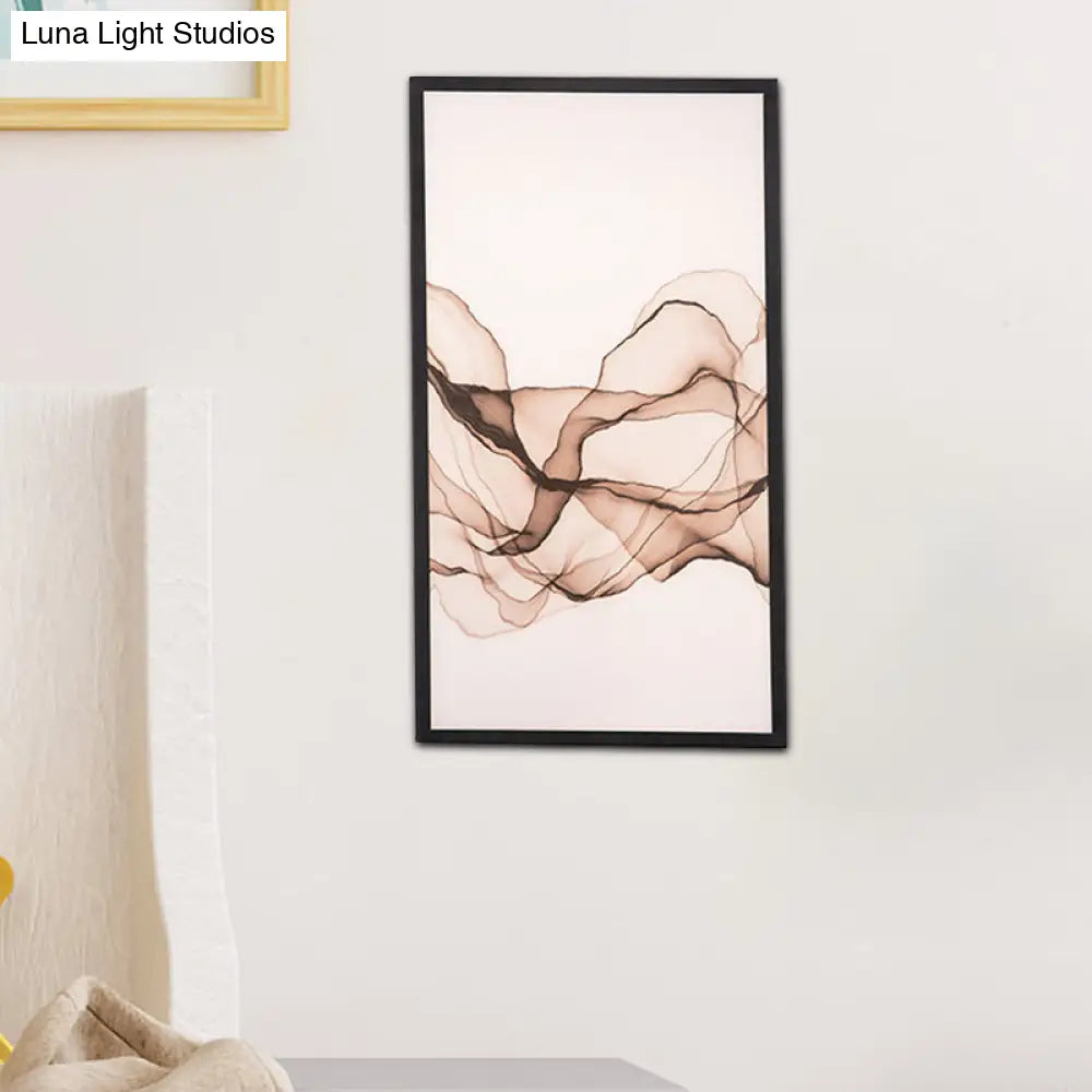 Lámpara mural LED Asia - Rectángulo acrílico negro con patrón ahumado, aplique de pared