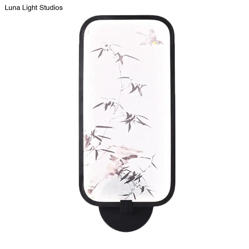 Lámpara mural de pared de PVC con forma de hoja de bambú asiática - Luz de pared LED integrada para sala de estar