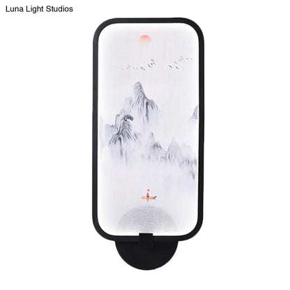 Lámpara mural de pared de PVC con forma de hoja de bambú asiática - Luz de pared LED integrada para sala de estar