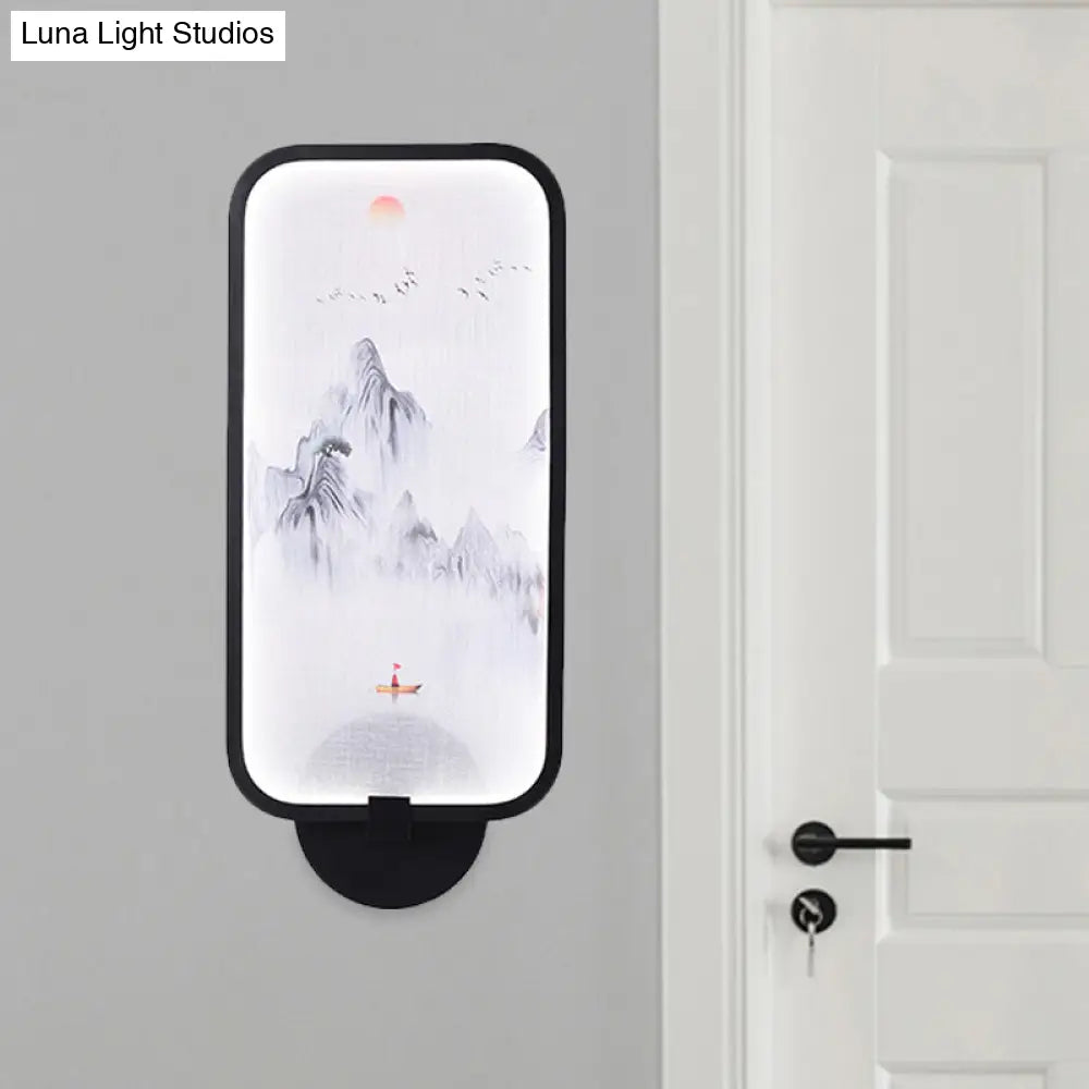 Lámpara mural de pared de PVC con forma de hoja de bambú asiática - Luz de pared LED integrada para sala de estar