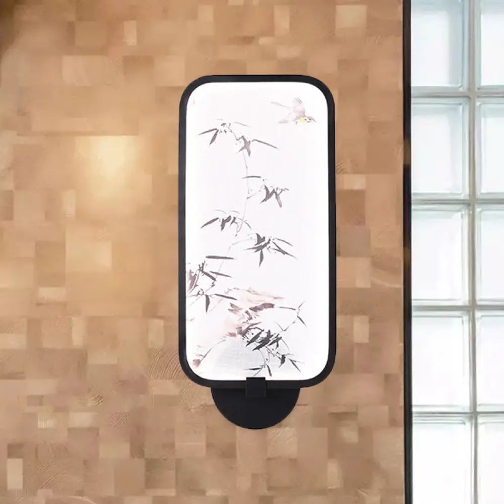 Lámpara mural de pared de PVC con forma de hoja de bambú asiática - Luz de pared LED integrada para sala de estar