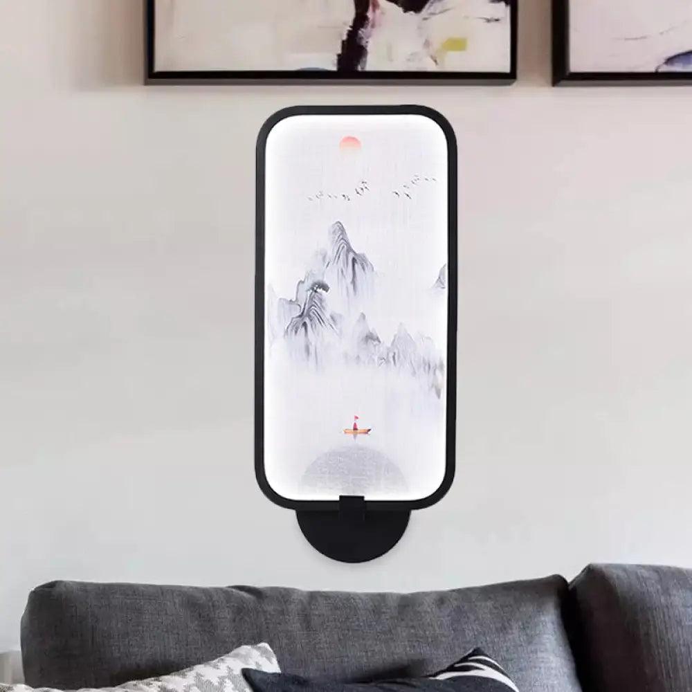 Lámpara mural de pared de PVC con forma de hoja de bambú asiática - Luz de pared LED integrada para sala de estar