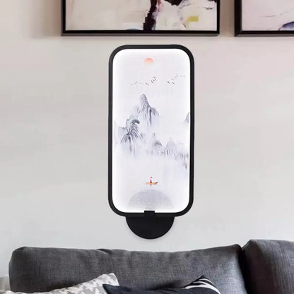 Lámpara mural de pared de PVC con forma de hoja de bambú asiática - Luz de pared LED integrada para sala de estar