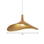 Asian Bamboo Pendant Light with Hat Design - 1-Light Wood Hanging Lamp for Tearoom