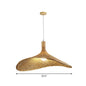 Asian Bamboo Pendant Light with Hat Design - 1-Light Wood Hanging Lamp for Tearoom