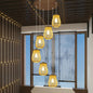 Asian Bamboo Suspension Pendant Light for Stairway - Beige