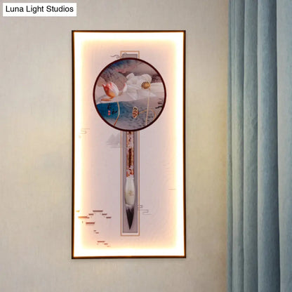 Aplique mural LED con forma de libélula/loto asiática: elegante iluminación de pared para comedor en color negro