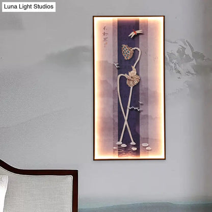 Aplique mural LED con forma de libélula/loto asiática: elegante iluminación de pared para comedor en color negro