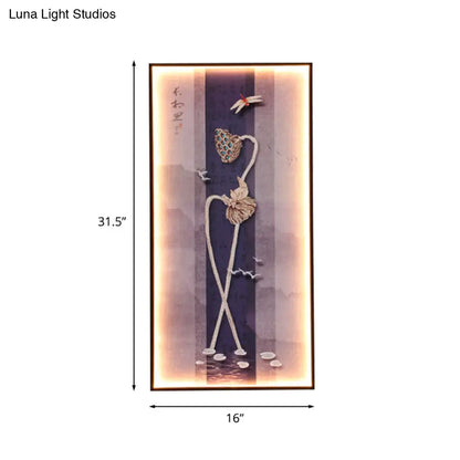 Aplique mural LED con forma de libélula/loto asiática: elegante iluminación de pared para comedor en color negro